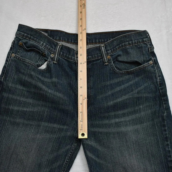 Levis 514 Mens Jeans Sz 36 x 30 Straight Dark Wash Denim Distressed 5 Pocket - Picture 13 of 16